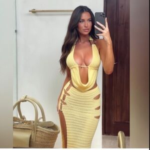 Outcast Celeste Crop Top & Maxi Set in Lemon Small